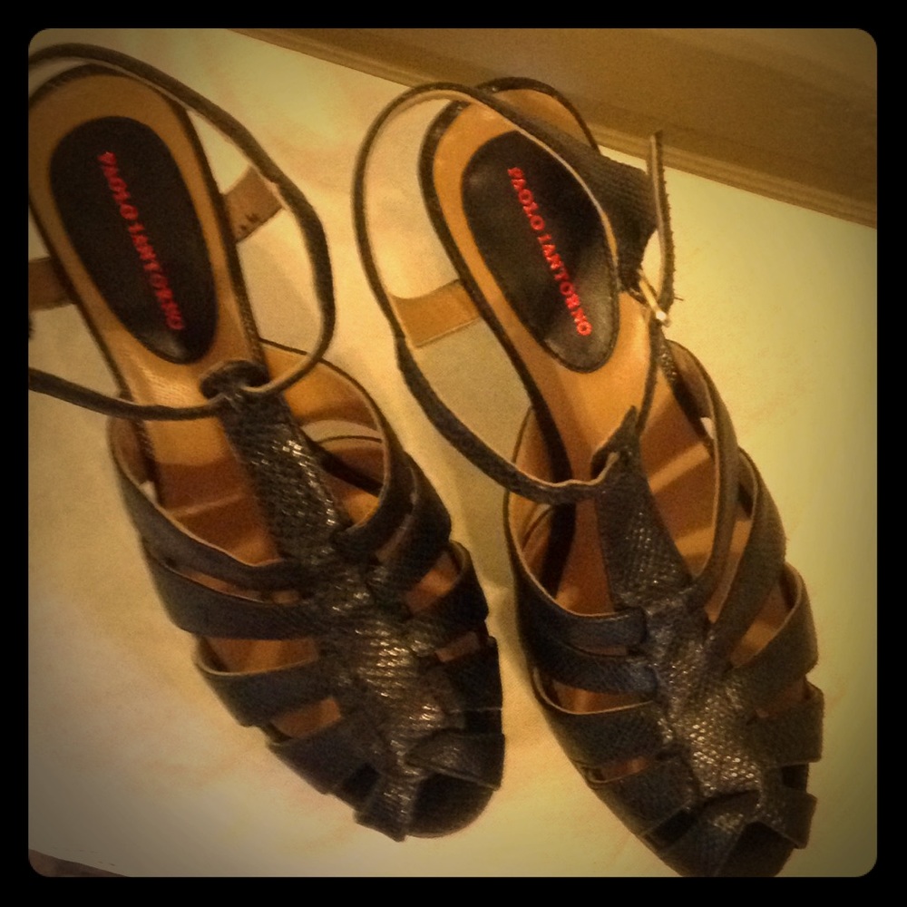 Black high heeled sandal